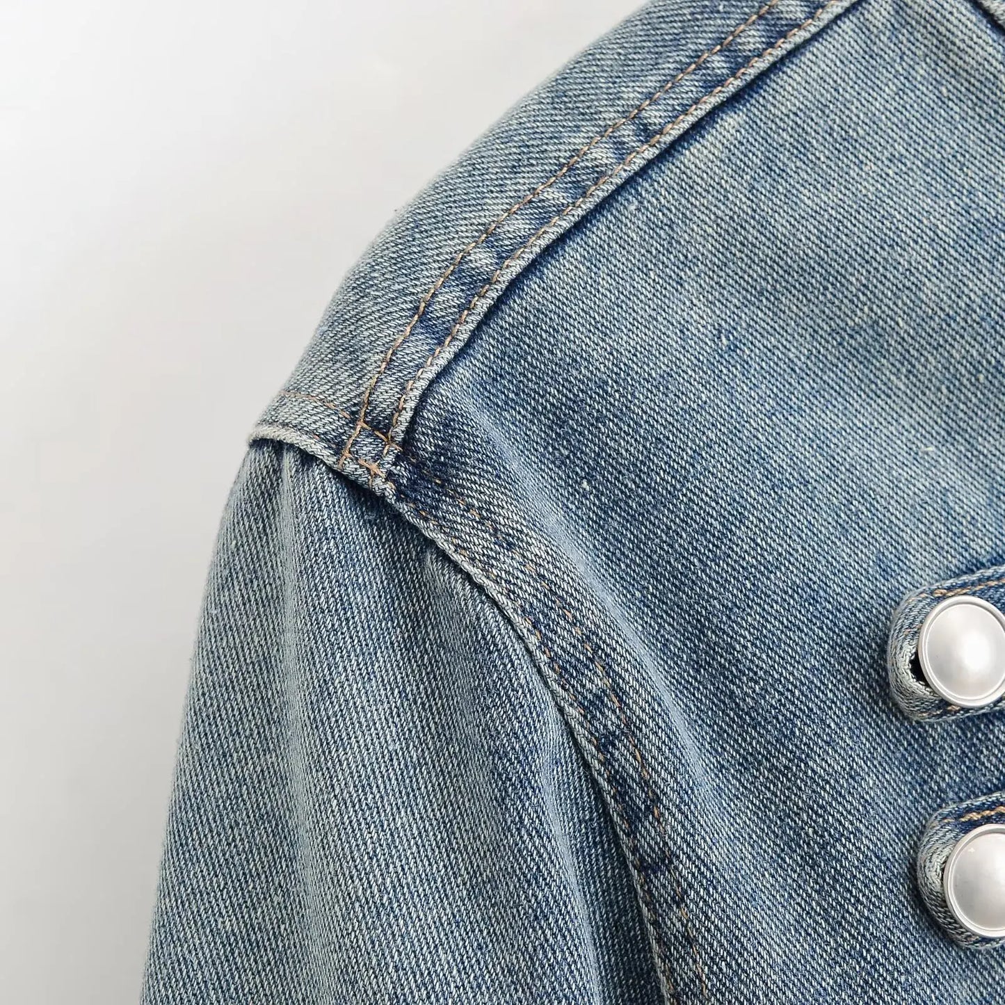 Suninbox Women's Vintage Long Sleeve Denim Jacket with Button Front Cropped Fitted Jean Jacket Casual Streetwear Autumn Outwear