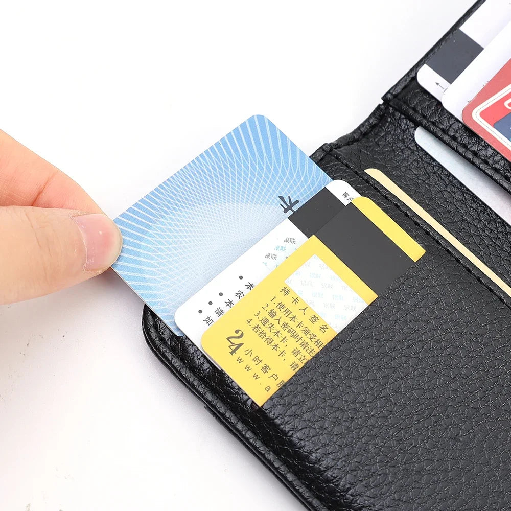 Slim Portable Credit Card Holder PU Leather Mini Wallet Super Thin Men's Short Purse Small Money Pocket Wallet