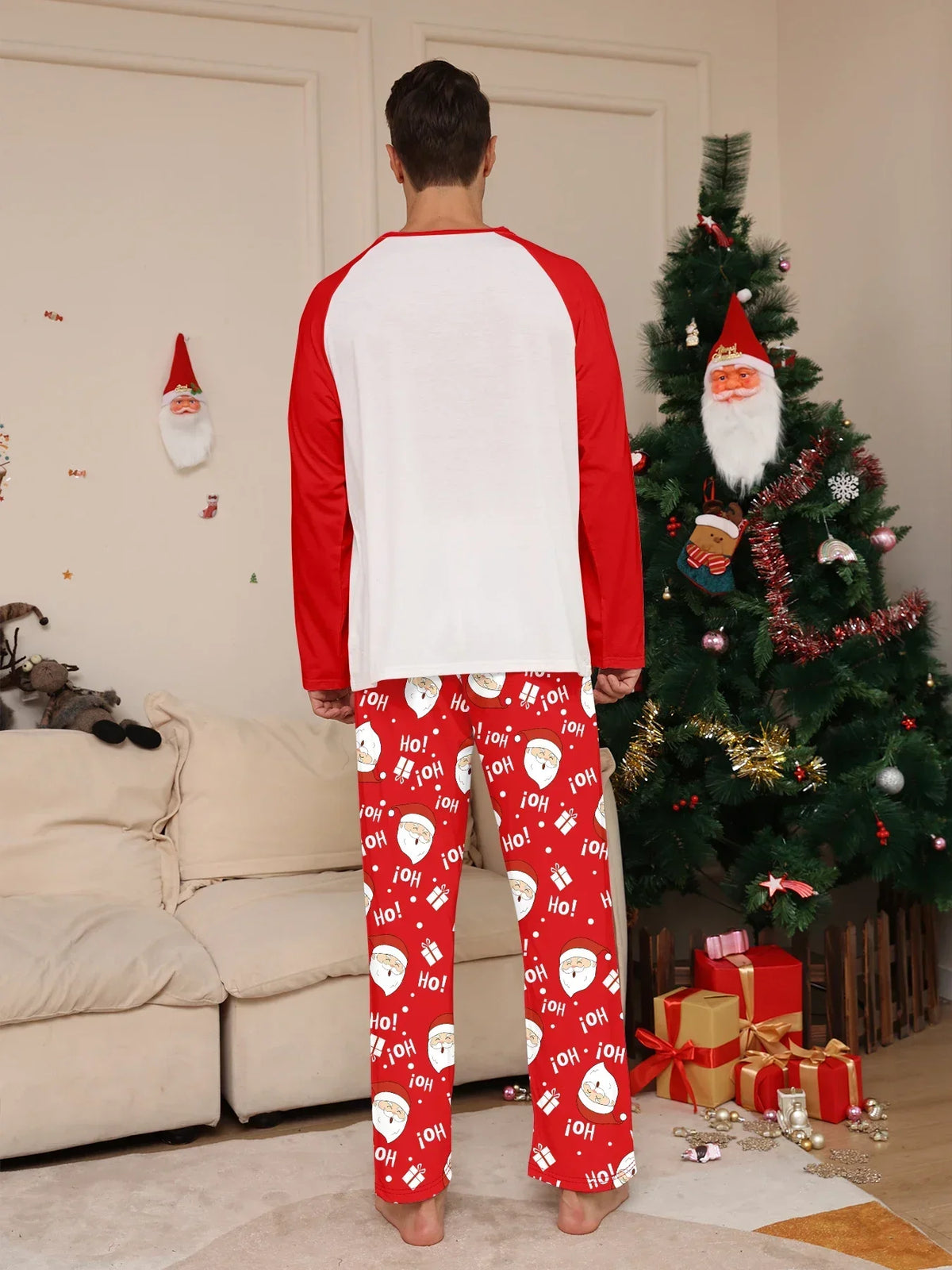 Christmas Family Look Pajamas Set Santa Print Mother Father Kids Matching Outfits Cute Loose 2 Pcs Suit Sleepwear Xmas Wear 4XL