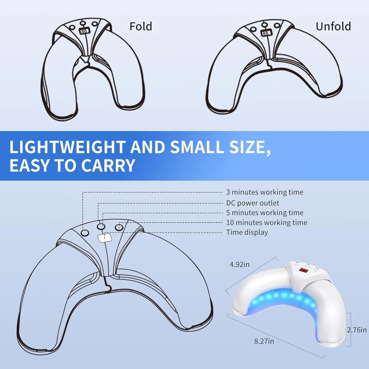 iKeener Nail Fungus Laser Device 8x910nm 14x470nm Cure Onychomycosis Toenail Fingernail Fungal Therapy Device Time display
