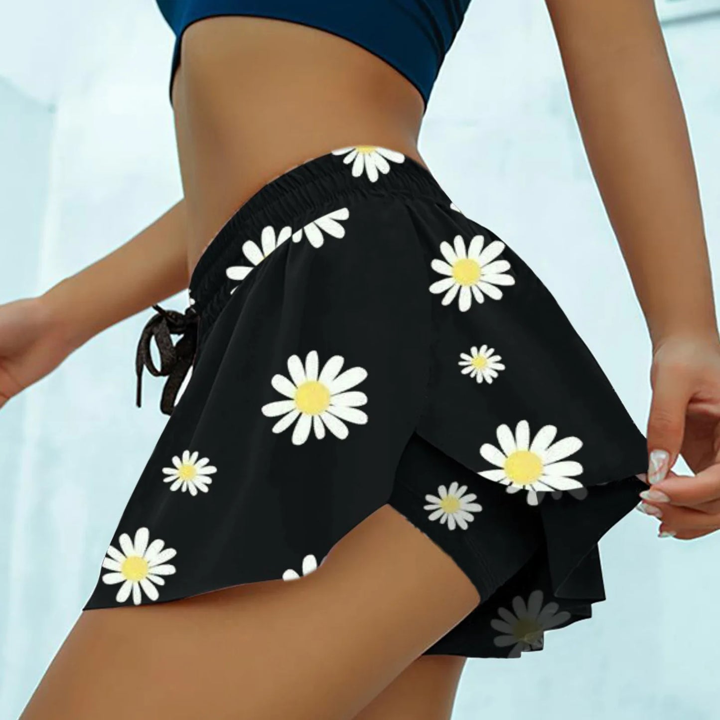 Women's Sport Tennis Skorts Butterfly Print Outdoor yoga Inner Short Skirt High Elastic Waist Golf Mini Hakama For Female Summer