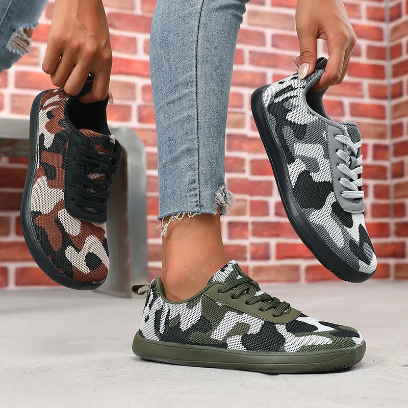 Camouflage Women's Shoes WideToe Breathable Mesh Comfortable Flat Bottom Barefoot Shoes New Soft Sole Chaussure De Mens Sneakers