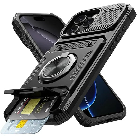 Magnetic Ring Holder Phone Case For IPhone 13 14 15 16 17 Air Pro Max Shockproof Heavy Duty Hard with Card Slot Protective Cover