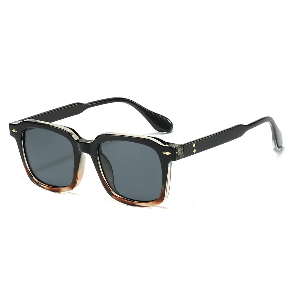 Square Black Myopia Sunglasses Men Women Finished Tinted Lenses Prescription Eyewear Negative Diopter for Outdoor Sun Shade