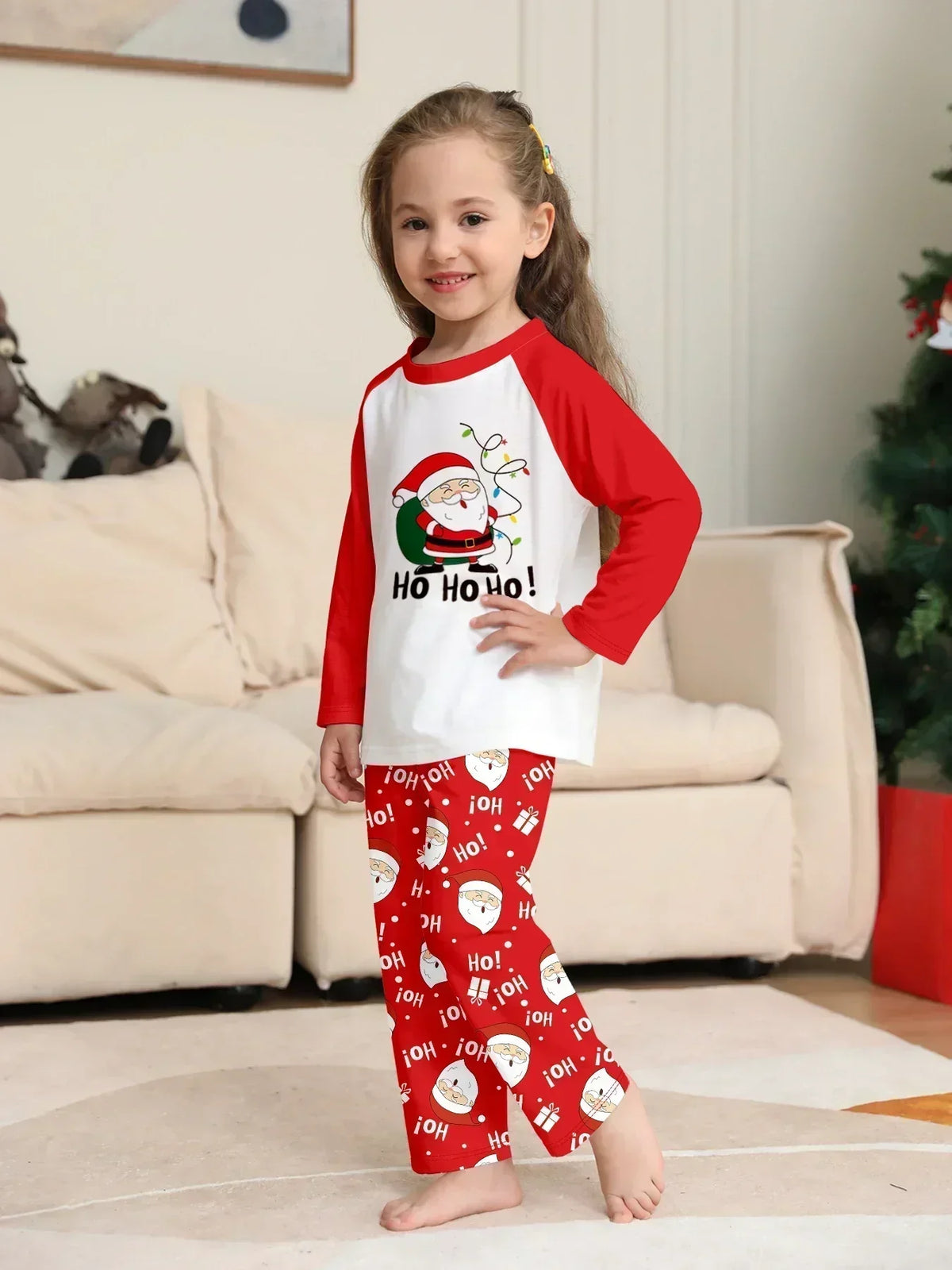 Christmas Family Look Pajamas Set Santa Print Mother Father Kids Matching Outfits Cute Loose 2 Pcs Suit Sleepwear Xmas Wear 4XL
