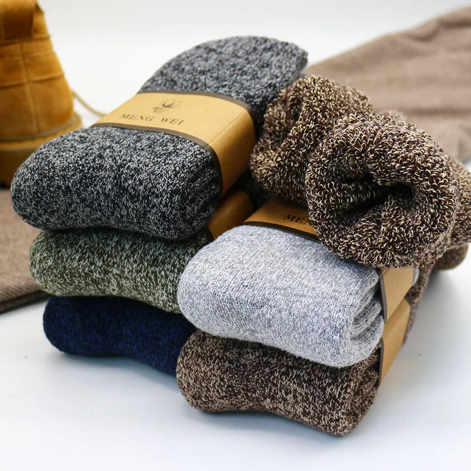5 Pair Winter Merino Wool Socks Super Thick Warm High-Quality Harajuku Retro Snow Casual Antifreeze Cashmere Socks Men