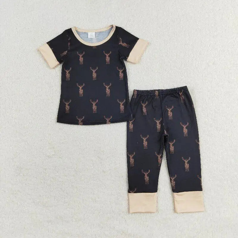 Hot selling baby boy bamboo pajamas set boutique skin camouflage short sleeve trousers sleepwear clothing