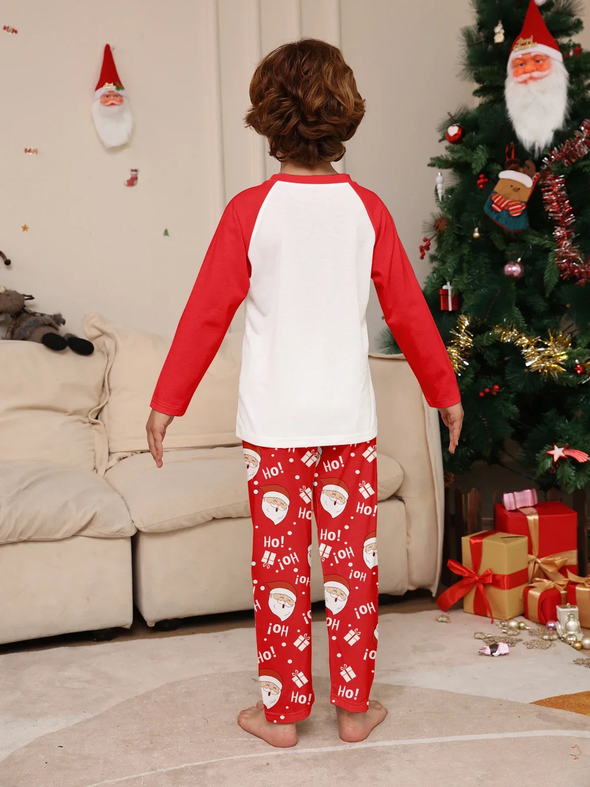 Christmas Family Look Pajamas Set Santa Print Mother Father Kids Matching Outfits Cute Loose 2 Pcs Suit Sleepwear Xmas Wear 4XL