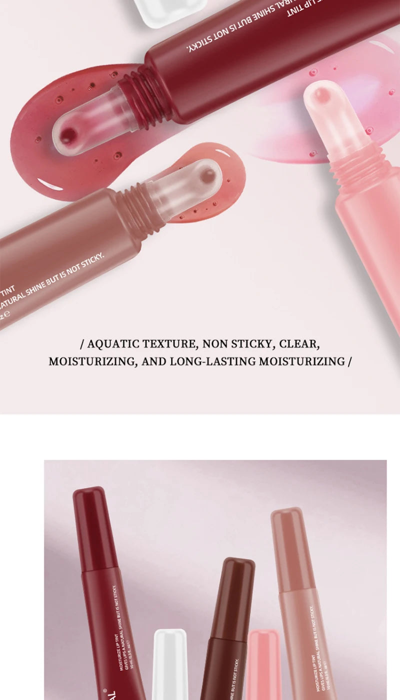 Water Glow Plump Lip Color Liquid Lip Gloss - Cream Moisturizing Non-greasy Lip Oil Gel Lip Care Balm Hydrating Shine