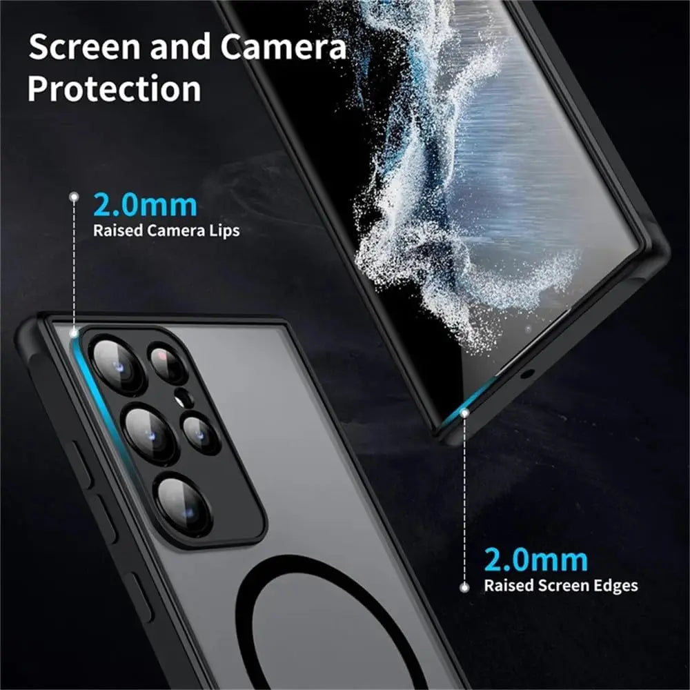 With Magsafe Luxury Matte Magnetic Case For Samsung Galaxy S20 S21 S22 S23 FE S24 Plus S24 Ultra Shockproof Back Cover Case