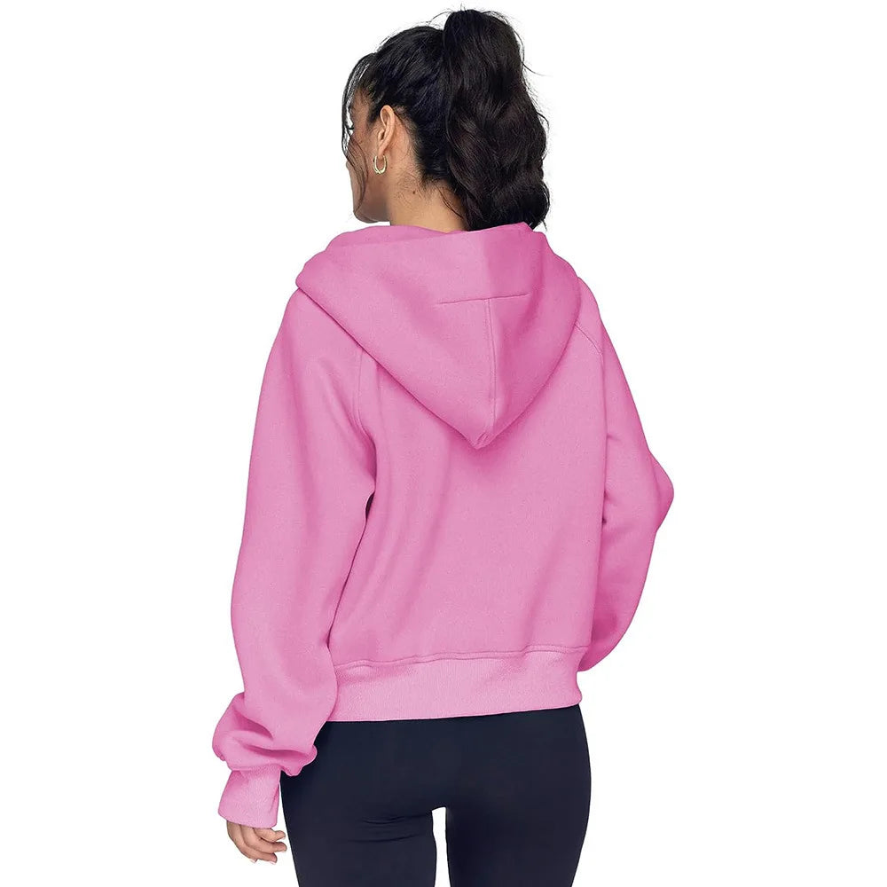 Half Zip Sweatshirts Cropped Hoodies Fleece Womens Quarter Zip Up Pullover Sweaters Fall Outfits 2025 Winter Clothes