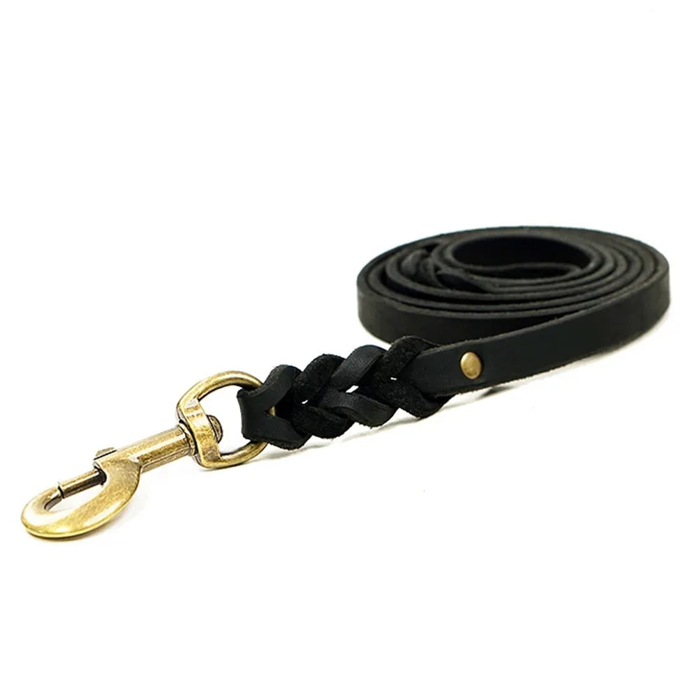 Soft Leather Braided Dog Leash Comfortable Real Leather Dog Leashes for Walking and Training Small Medium Large Dog Pet Supplies